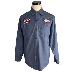 Vintage Fleet-Wing Work Shirt Medium Vapor Wear Grunge Blue Button-Up 80's